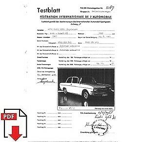 1968 Auto Union Audi 1968 FIA homologation form PDF download